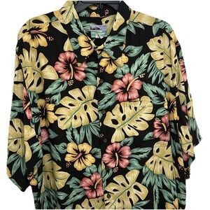Vintage‎ Reyn Spooner Black Hawaiian Floral Shirt Mens Size XXL